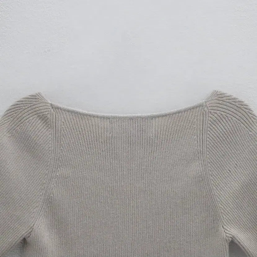 [BUNJANG] Atelier Nine Square Neck Knit Top / 아뜰리에나인 반팔 니트 블루