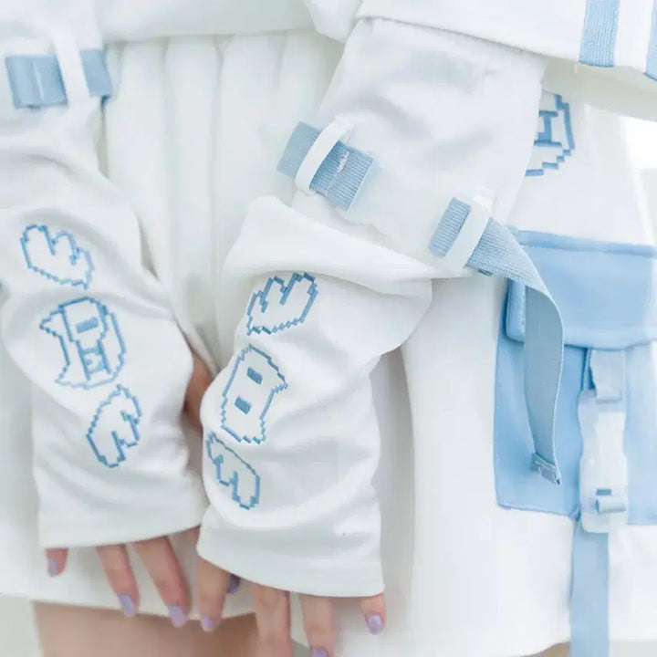 [BUNJANG] ACDC Rag Dot Neko White Blue Arm Warmers Leg Warmers Bundle Set / acdc rag 도트네코 화이트 블루 암워머 레그워머 일괄