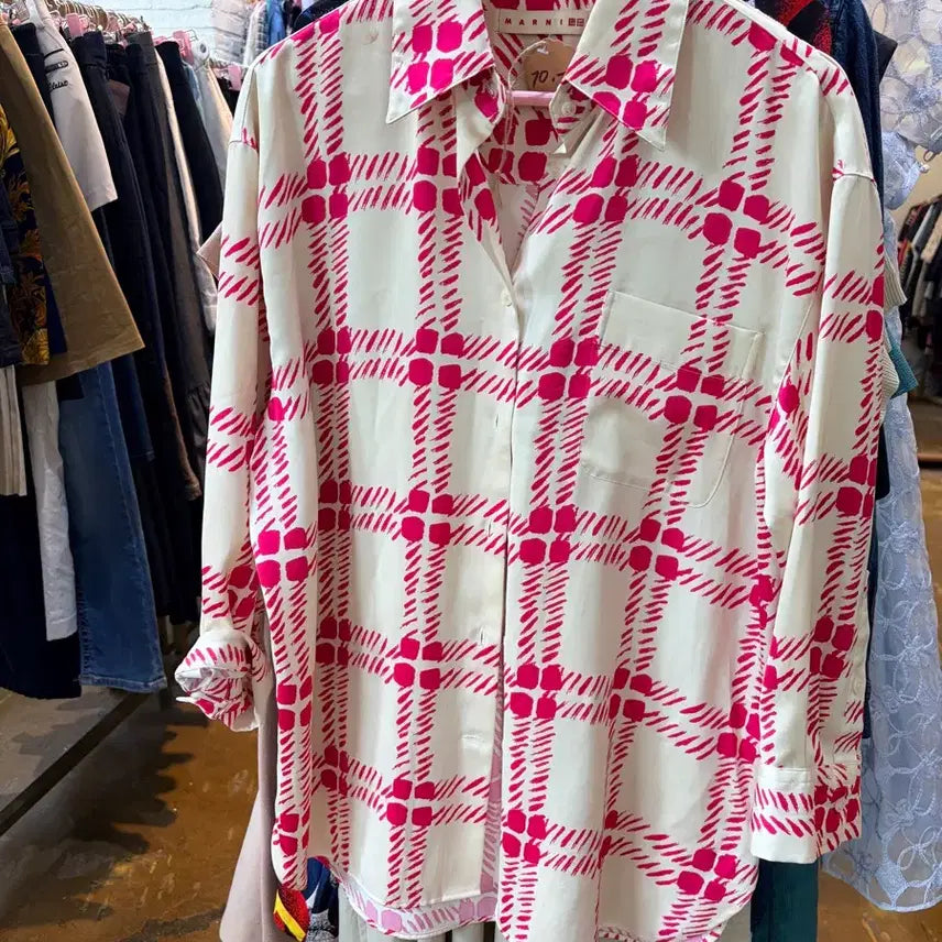 [BUNJANG] Marni x Uniqlo Pink Pattern Shirt / 마르니 유니클로 핑크 패턴 셔츠