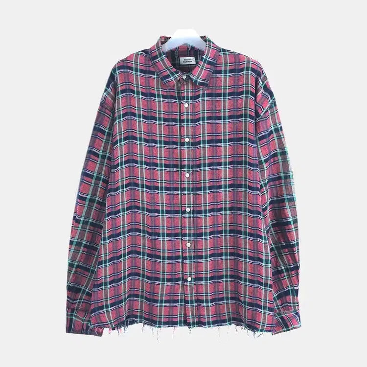 [BUNJANG] In Edition Pink Check Oversized Shirt / [0] 인에디션 핑크 체크 오버 셔츠