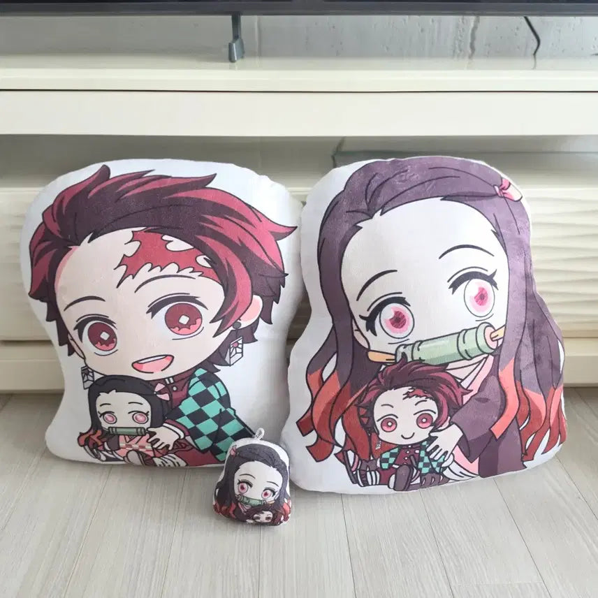 [BUNJANG] Demon Slayer Tanjiro &amp; Nezuko Cushion Keychain Set / 비공식 귀멸의칼날 탄지로 네즈코 쿠션 키링 쿠션 판매