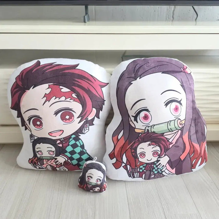 [BUNJANG] Demon Slayer Tanjiro &amp; Nezuko Cushion Keychain Set / 비공식 귀멸의칼날 탄지로 네즈코 쿠션 키링 쿠션 판매