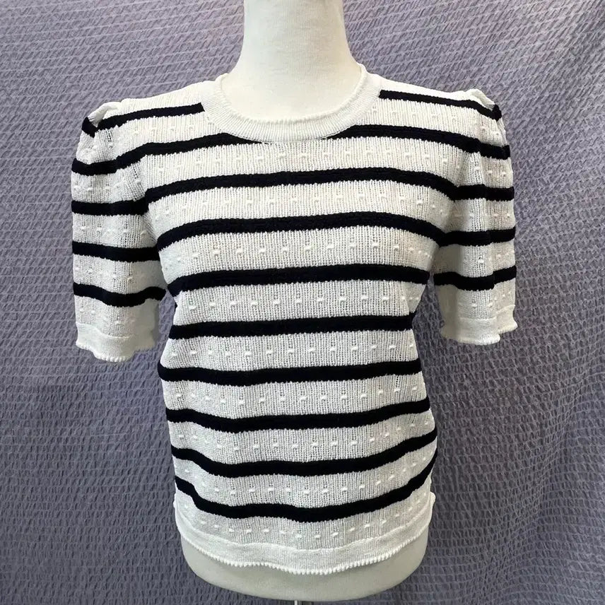[BUNJANG] TIME 24SS Striped Short-Sleeve Knit Top / TIME 타임 24SS 스트라이프 반팔 니트 새옷급