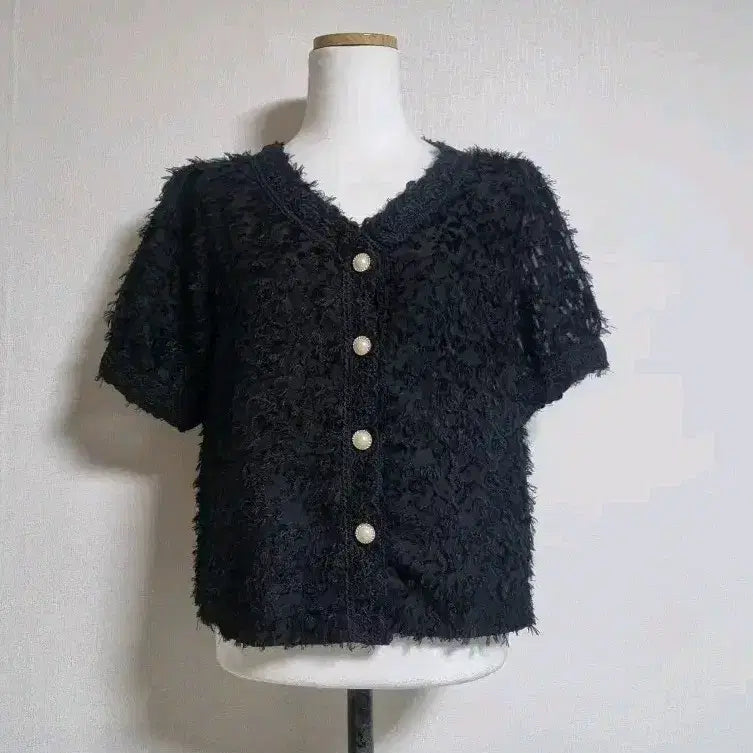 [BUNJANG] Black Pearl Button Blouse / 블랙 펄 버튼 블라우스