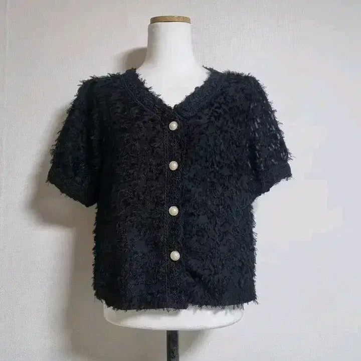 [BUNJANG] Black Pearl Button Blouse / 블랙 펄 버튼 블라우스