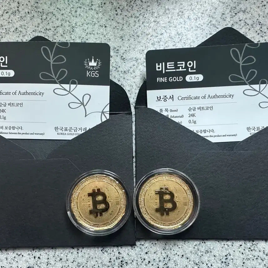 [BUNJANG] Gold Bitcoin Coin 0.1g x2 / 비트코인 골드코인 금코인 0.1g 2개
