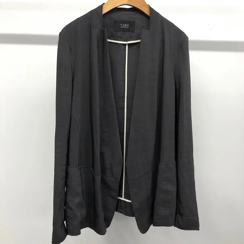 [BUNJANG] TIME Linen Blend Open Charcoal Jacket / 타임 린넨 혼방 오픈 차콜 자켓 55