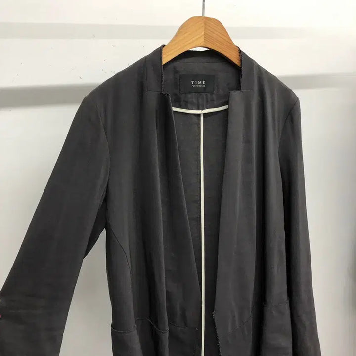 [BUNJANG] TIME Linen Blend Open Charcoal Jacket / 타임 린넨 혼방 오픈 차콜 자켓 55