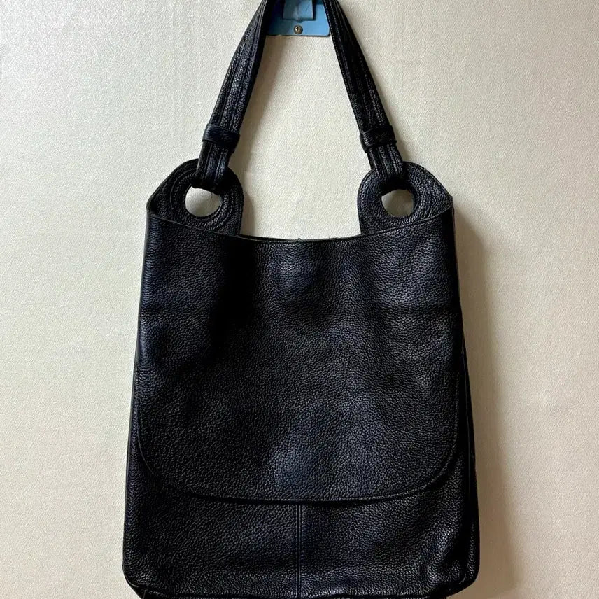 [BUNJANG] Black Leather Tote Shoulder Bag / 신상) 블랙 가죽 토트 숄더백