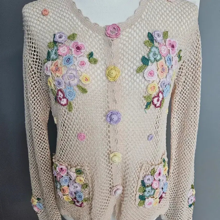 [SOLD OUT] 빈티지 꽃자수 크로셰 뜨개 가디건