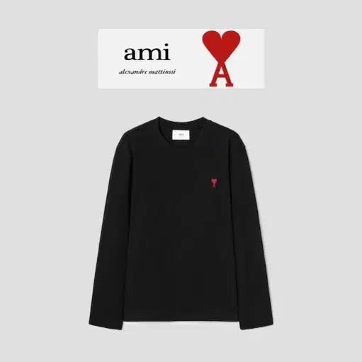[BUNJANG] 아미 하트 로고 블랙 롱슬리브 긴팔 티셔츠 XL 새상품 / 아미 하트 로고 블랙 롱슬리브 긴팔 티셔츠 XL 시보리 새상품