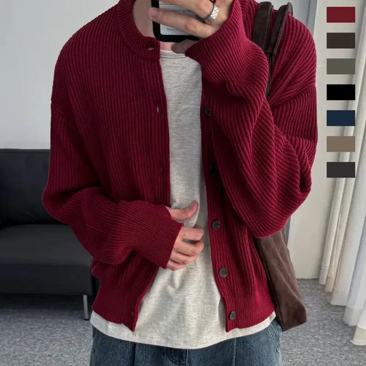 [SOLD OUT] (L) 데일리룸X로템버 아카이브 코튼 크롭 니트 가디건 레드
