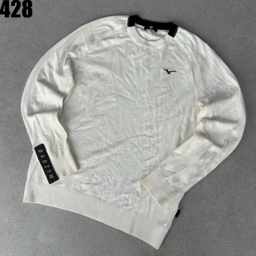 [BUNJANG] Mizuno White Knit Long Sleeve T-shirt / 미즈노 화이트 니트 긴팔티셔츠