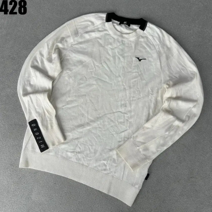 [BUNJANG] Mizuno White Knit Long Sleeve T-shirt / 미즈노 화이트 니트 긴팔티셔츠