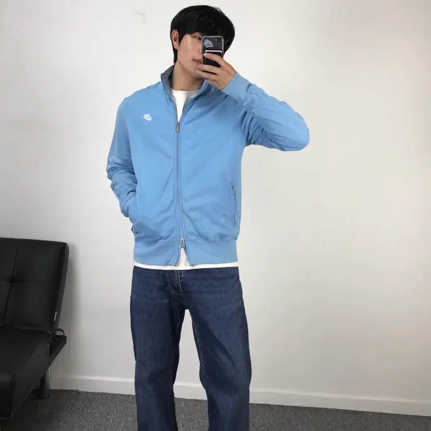 [BUNJANG] 나이키 정품 스우시 투웨이 집업 스카이블루 / 나이키 정품 스우시 투웨이 집업 스카이블루