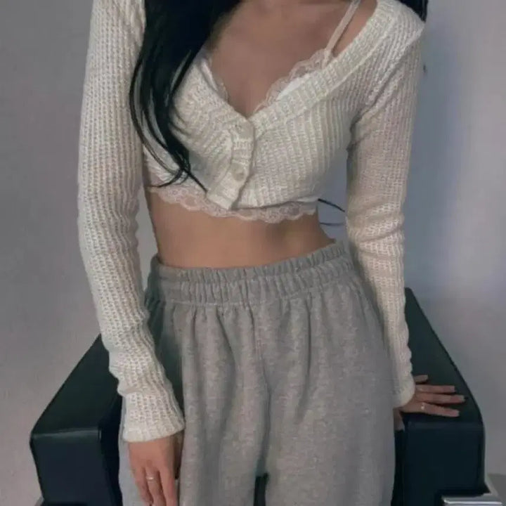 [BUNJANG] 쓰리타임즈 threetimes 와플 크롭 가디건 아이보리 / 쓰리타임즈 threetimes 와플 크롭 가디건 아이보리