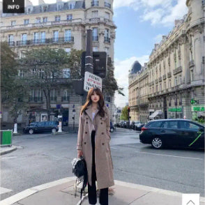 [BUNJANG] 마리마켓 하운드 체크 롱 트렌치코트 / 마리마켓 하운드 체크 롱 트렌치코트