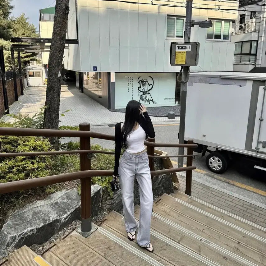 [BUNJANG] 구즈 그레이 와이드 데님 S / 구즈 그레이 와이드 데님 S