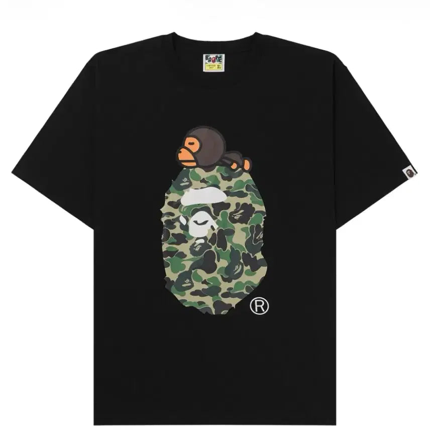 [SOLD OUT] 베이프 ABC 카모 마일로 온 빅 에이프 티셔츠 블랙 그린 [S]