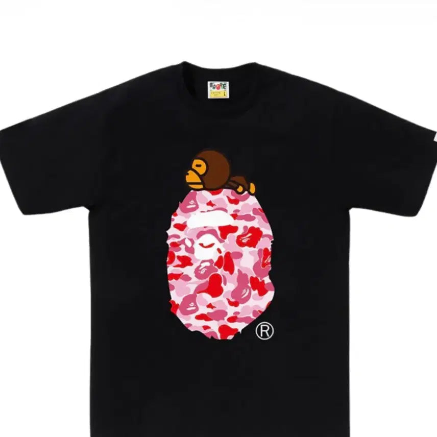 [SOLD OUT] 베이프 ABC 카모 마일로 온 빅 에이프 티셔츠 블랙 핑크 [S]