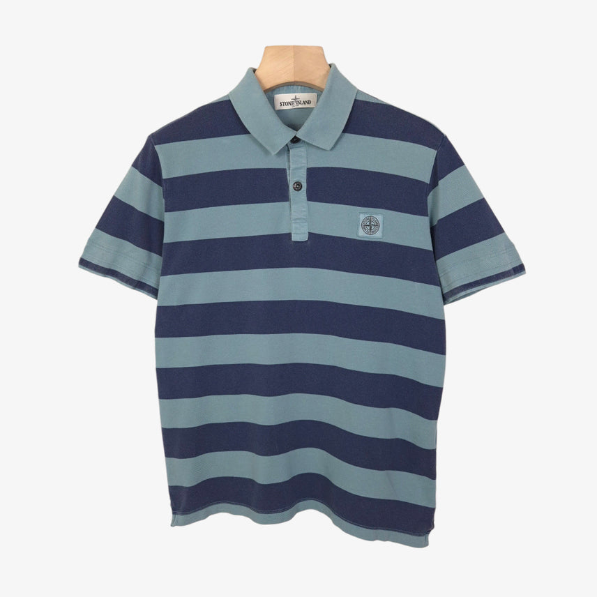 [SOLD OUT] [95-100] 스톤 아일랜드 네이비 배색 반팔 피케셔츠