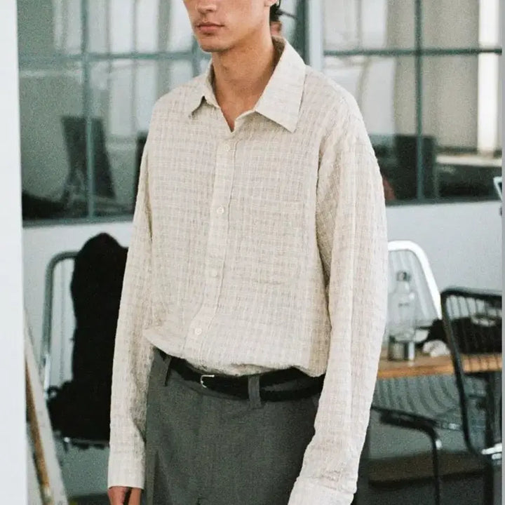 [BUNJANG] mfpen Executive SHIRT Beige Check M size / mfpen Executive SHIRT Beige Check M size