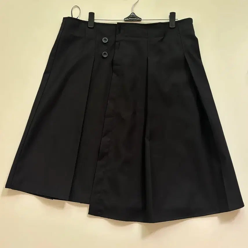[BUNJANG] Black Pleated Wrap Midi Skirt / 블랙 플리츠 랩 미디 스커트