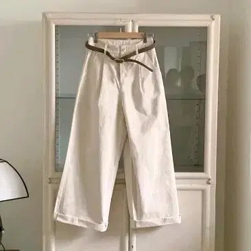 [BUNJANG] Ivory Wide Pin Tuck Pants / 아이보리 와이드 핀턱 팬츠