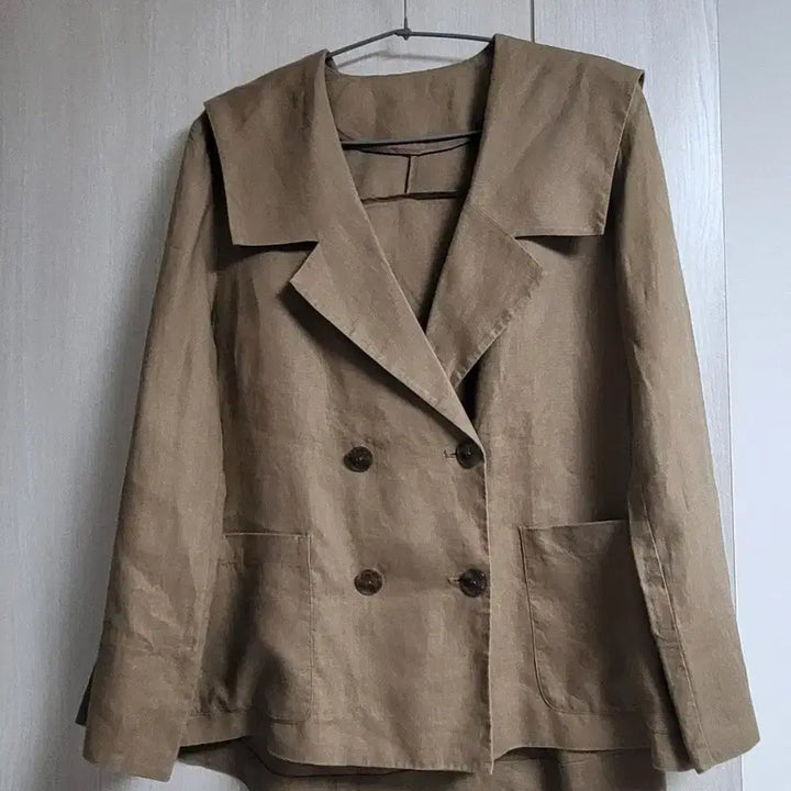 [SOLD OUT] 더엣지린넨 더블 자켓 브라운 95 사이즈