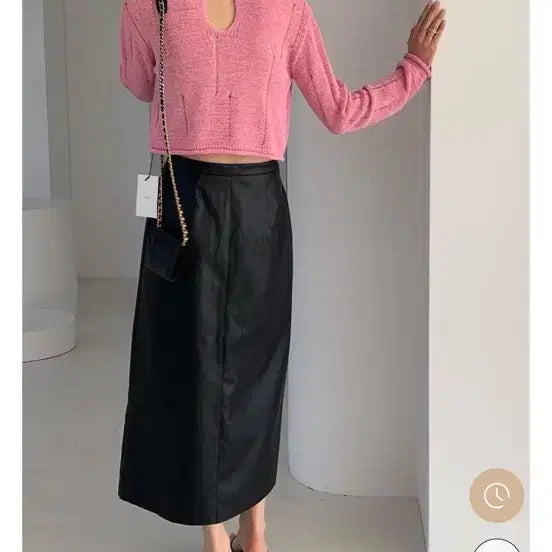 [BUNJANG] Black Leather Long Skirt / 가죽 롱스커트