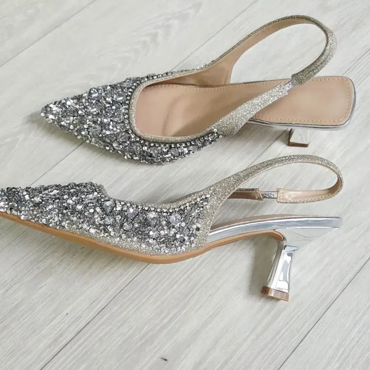 [BUNJANG] Cubic Slingback Heels - Size 245 / ㅁ새상품ㅁ 큐빅 슬링백힐 245