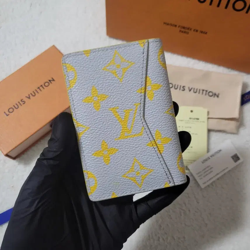 [BUNJANG] Louis Vuitton Monogram Organizer Card Holder Grey Yellow / [신형/새상품급] 루이비통 모노그램 오거나이저 카드지갑 그레이 옐로우