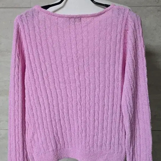 [BUNJANG] Hetherment Pink Cable Knit Square Neck Sweater / 무신사 hetherment 헤더먼트 핑크 꽈배기 스퀘어넥 니트