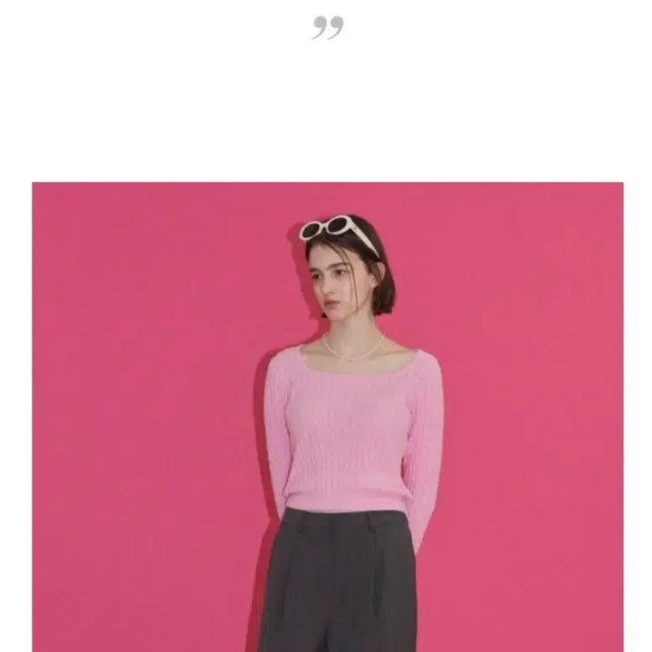 [BUNJANG] Hetherment Pink Cable Knit Square Neck Sweater / 무신사 hetherment 헤더먼트 핑크 꽈배기 스퀘어넥 니트