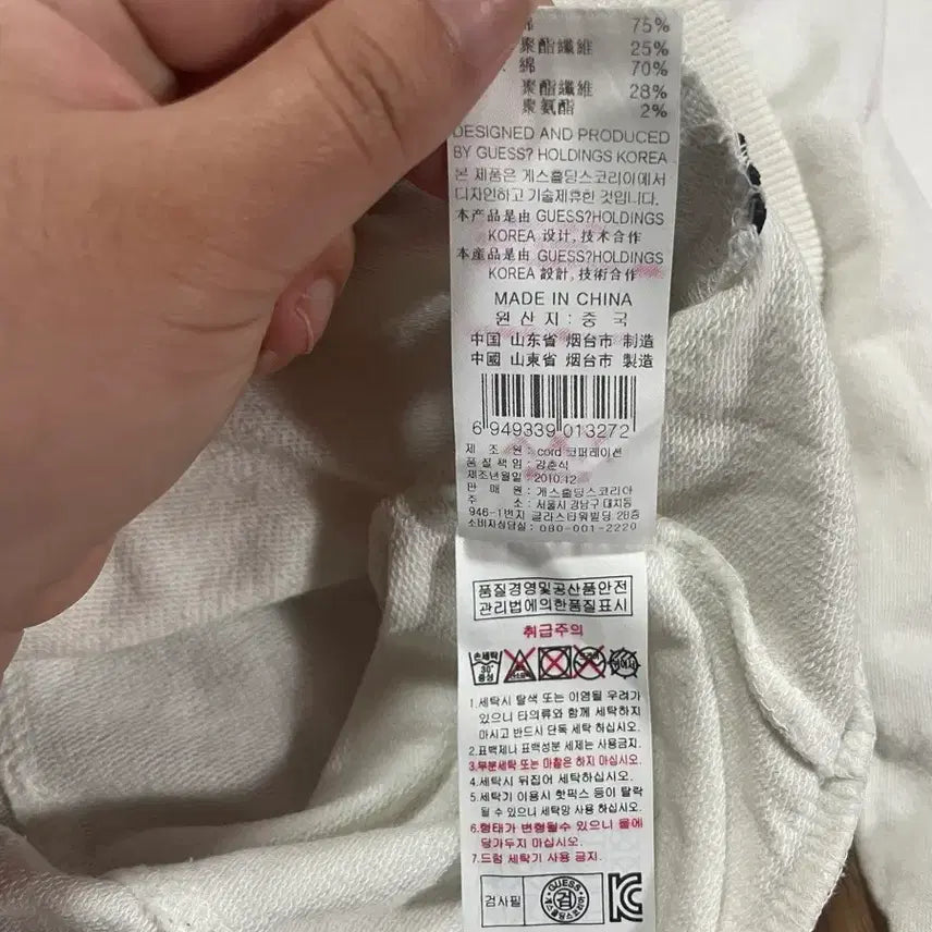 [BUNJANG] Guess White Cubic Bead Hooded Zip-up Jacket / GUESS 게스 화이트 큐빅 비즈 후드집업 대장 y2k 올드스쿨 져지