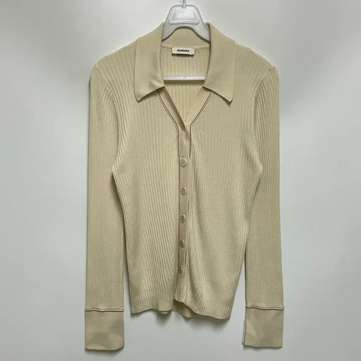 [BUNJANG] Sandro Spread Collar Ribbed Cardigan Ivory / [여자-2 (85)]산드로 스프레드 칼라 립 가디건