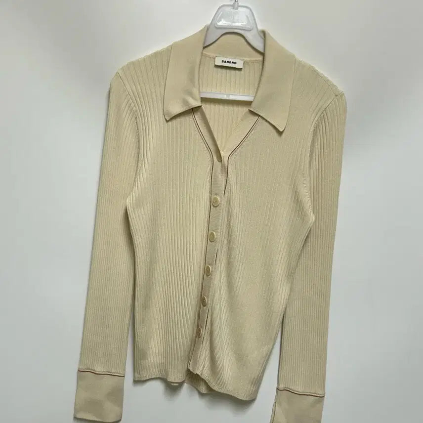 [BUNJANG] Sandro Spread Collar Ribbed Cardigan Ivory / [여자-2 (85)]산드로 스프레드 칼라 립 가디건