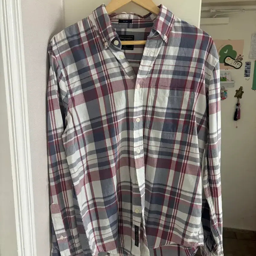 [BUNJANG] Abercrombie &amp; Fitch Checkered Shirt / 아베크롬비 체크 셔츠 M 슬림핏(여성 오버셔츠 가능)