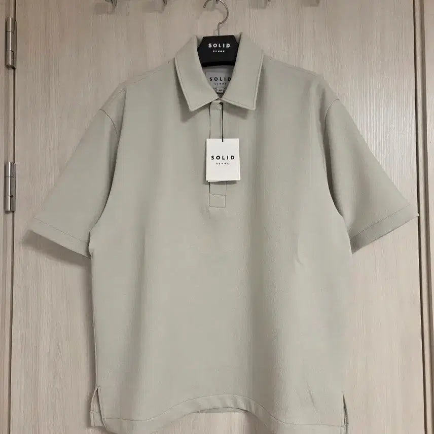 [BUNJANG] Solid Homme Terry Collar Short Sleeve T-shirt / 솔리드옴므 23FW 그레이 테리 카라 반팔 티셔츠 46