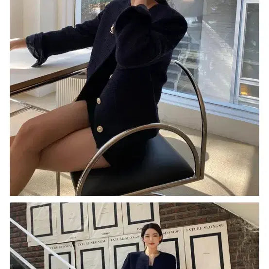 [BUNJANG] Flip Tweed Jacket - Navy - New / 플립 트위드자켓 네이비컬러 새제품