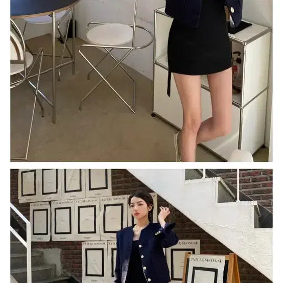 [BUNJANG] Flip Tweed Jacket - Navy - New / 플립 트위드자켓 네이비컬러 새제품