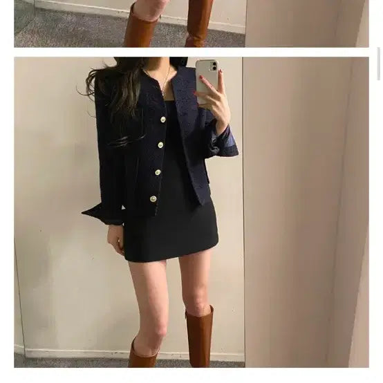 [BUNJANG] Flip Tweed Jacket - Navy - New / 플립 트위드자켓 네이비컬러 새제품