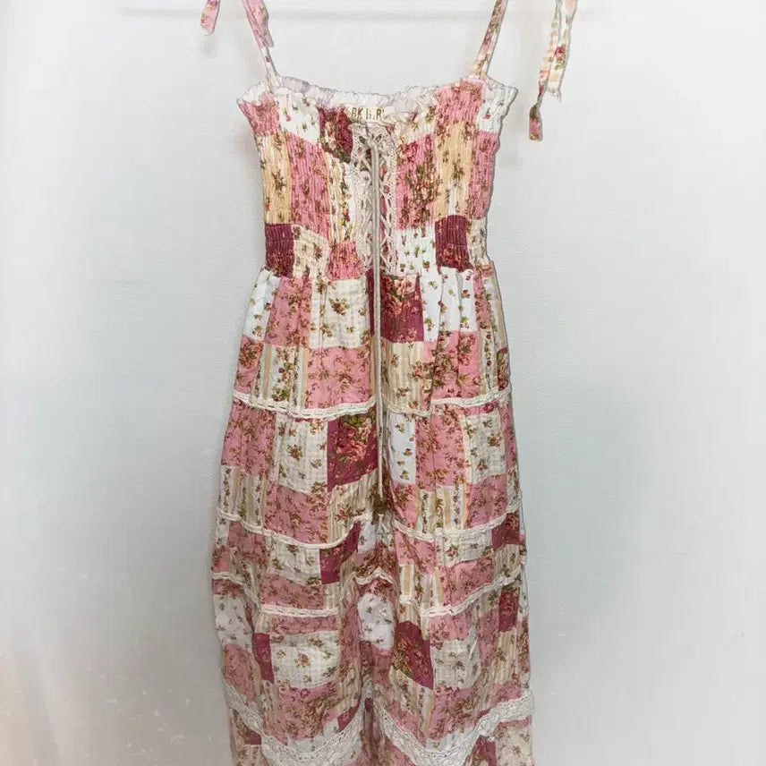 [BUNJANG] Vintage Patchwork Strawberry Milk Dress / 일본 빈티지 핀터깔 딸기우유 패치워크 원피스
