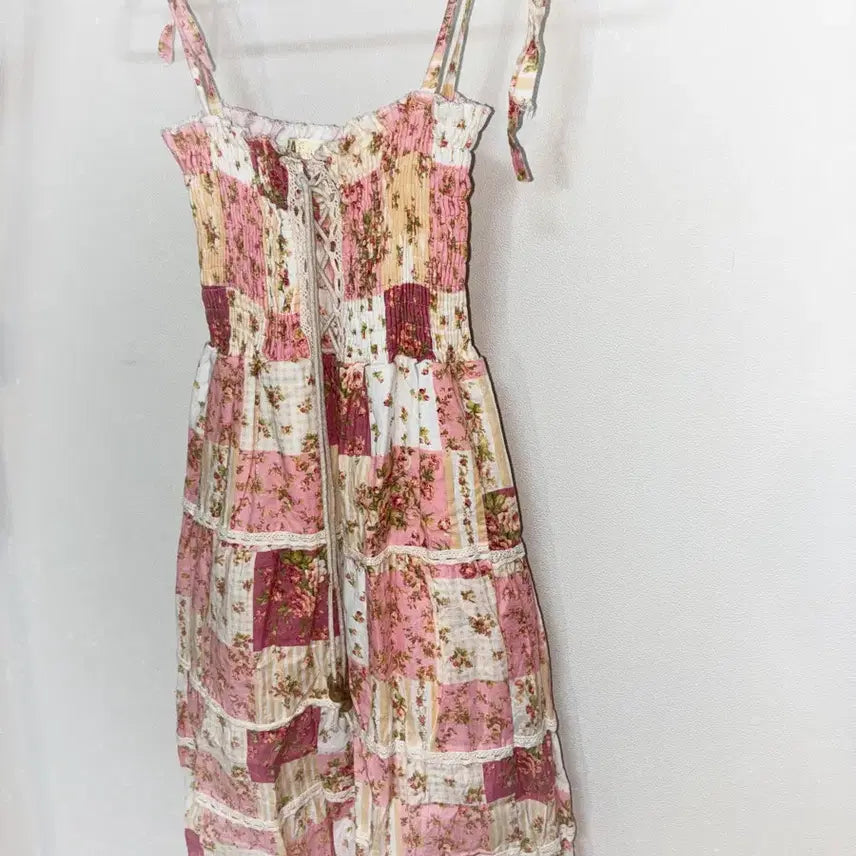 [BUNJANG] Vintage Patchwork Strawberry Milk Dress / 일본 빈티지 핀터깔 딸기우유 패치워크 원피스