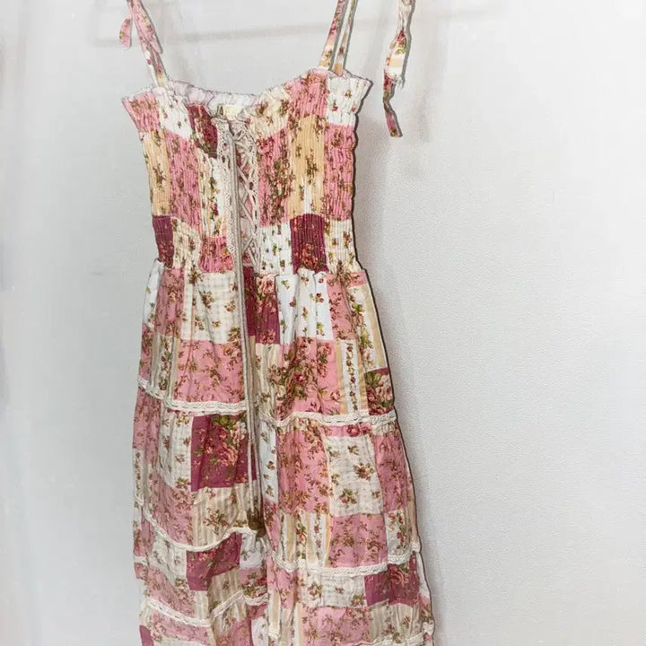 [BUNJANG] Vintage Patchwork Strawberry Milk Dress / 일본 빈티지 핀터깔 딸기우유 패치워크 원피스