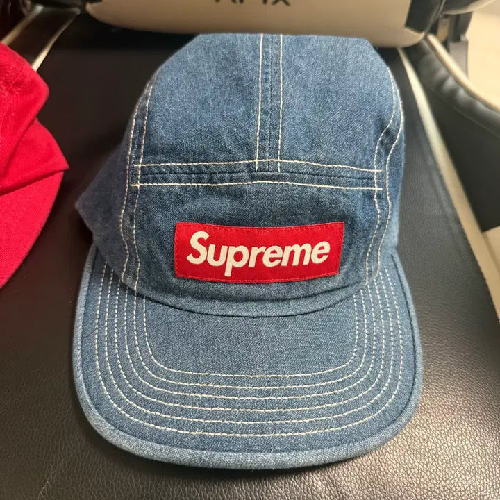 [BUNJANG] Supreme Denim Camp Cap / 슈프림 박스로고 캠프캡 모자 워시드 데님 스티치
