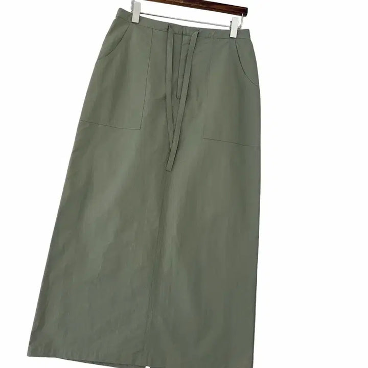 [BUNJANG] Unbranded Khaki String Long Skirt / 교신안함)카키 스트링 롱 스커트