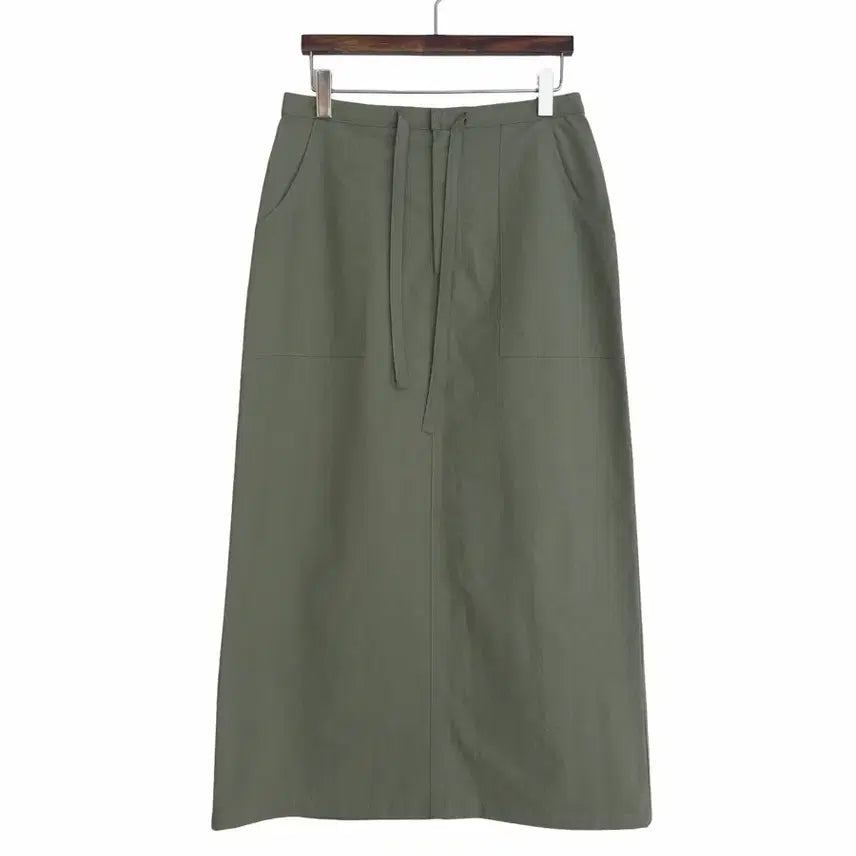 [BUNJANG] Unbranded Khaki String Long Skirt / 교신안함)카키 스트링 롱 스커트