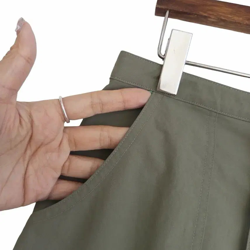 [BUNJANG] Unbranded Khaki String Long Skirt / 교신안함)카키 스트링 롱 스커트
