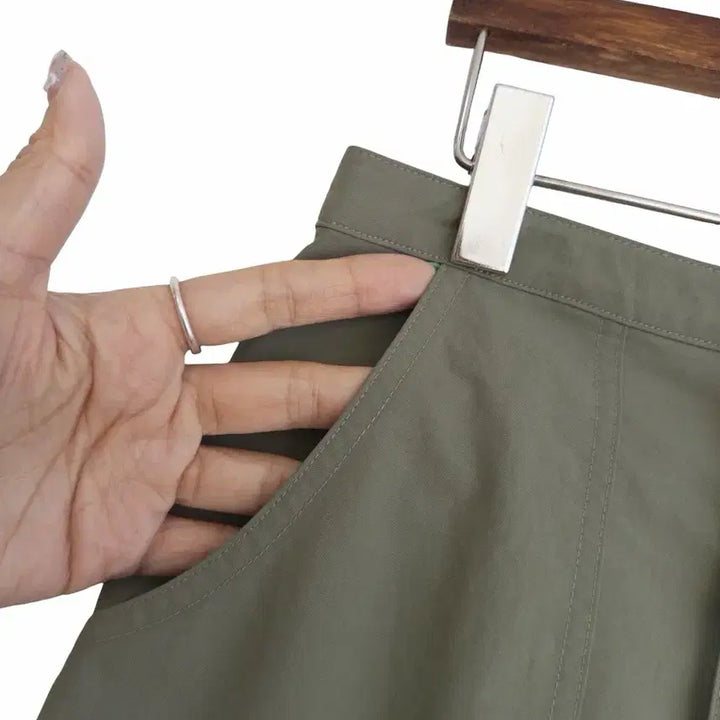 [BUNJANG] Unbranded Khaki String Long Skirt / 교신안함)카키 스트링 롱 스커트